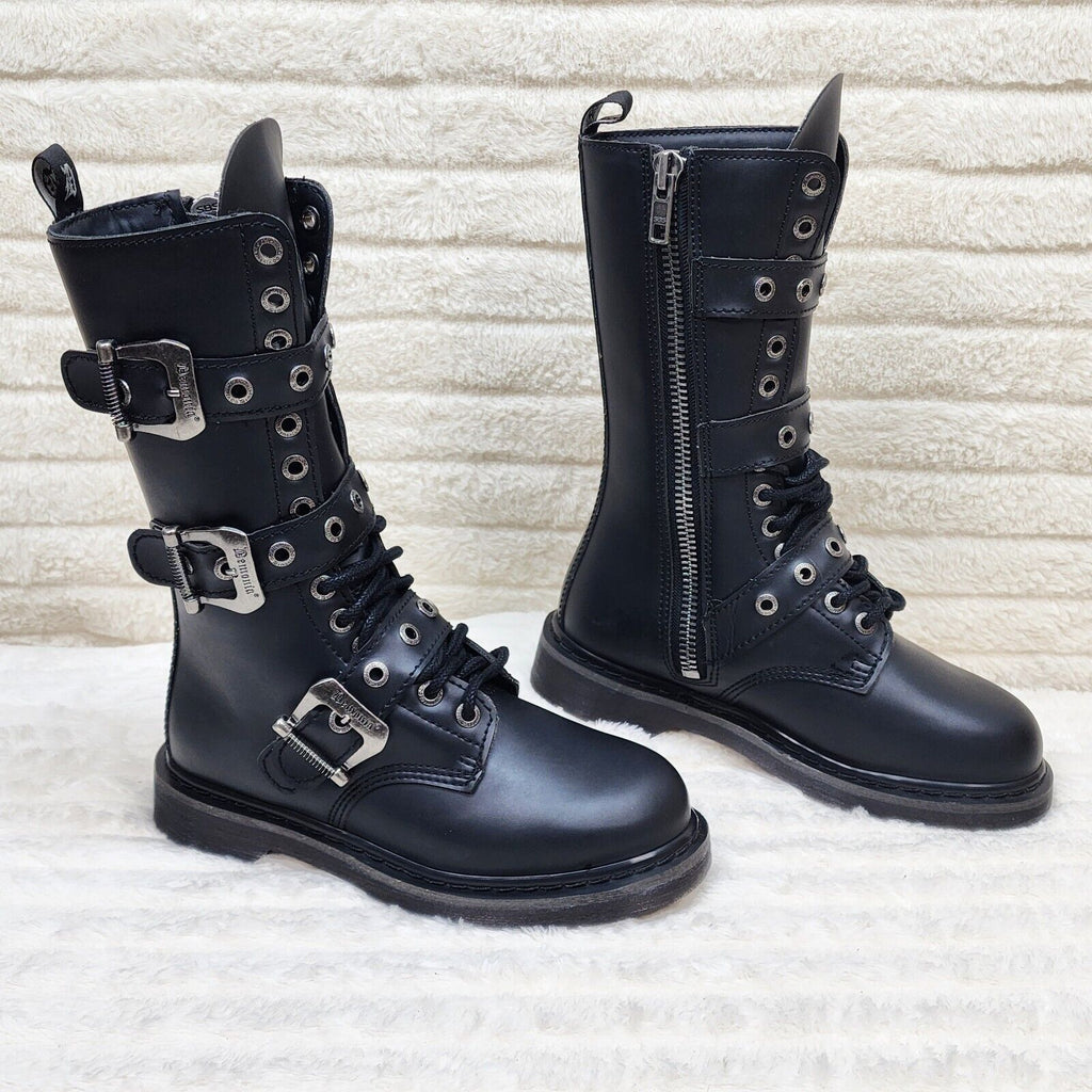 Bolt 330 Goth Combat Biker Ankle Boots Black Matte Men Sizes IN HOUSE NY DEMONIA - Totally Wicked Footwear