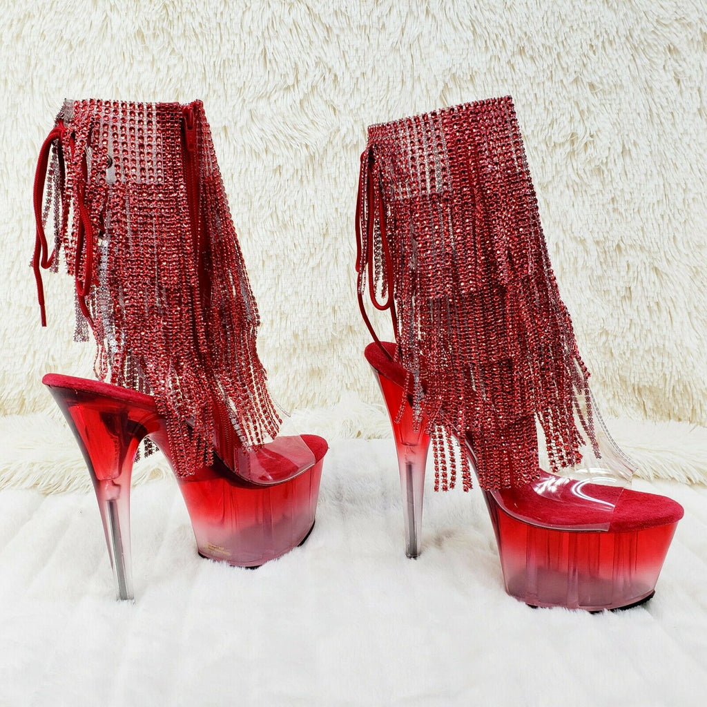 Adore 1017 Red Fringe 7" Frosted Platform High Heel Ankle Boot Size 11 NY - Totally Wicked Footwear