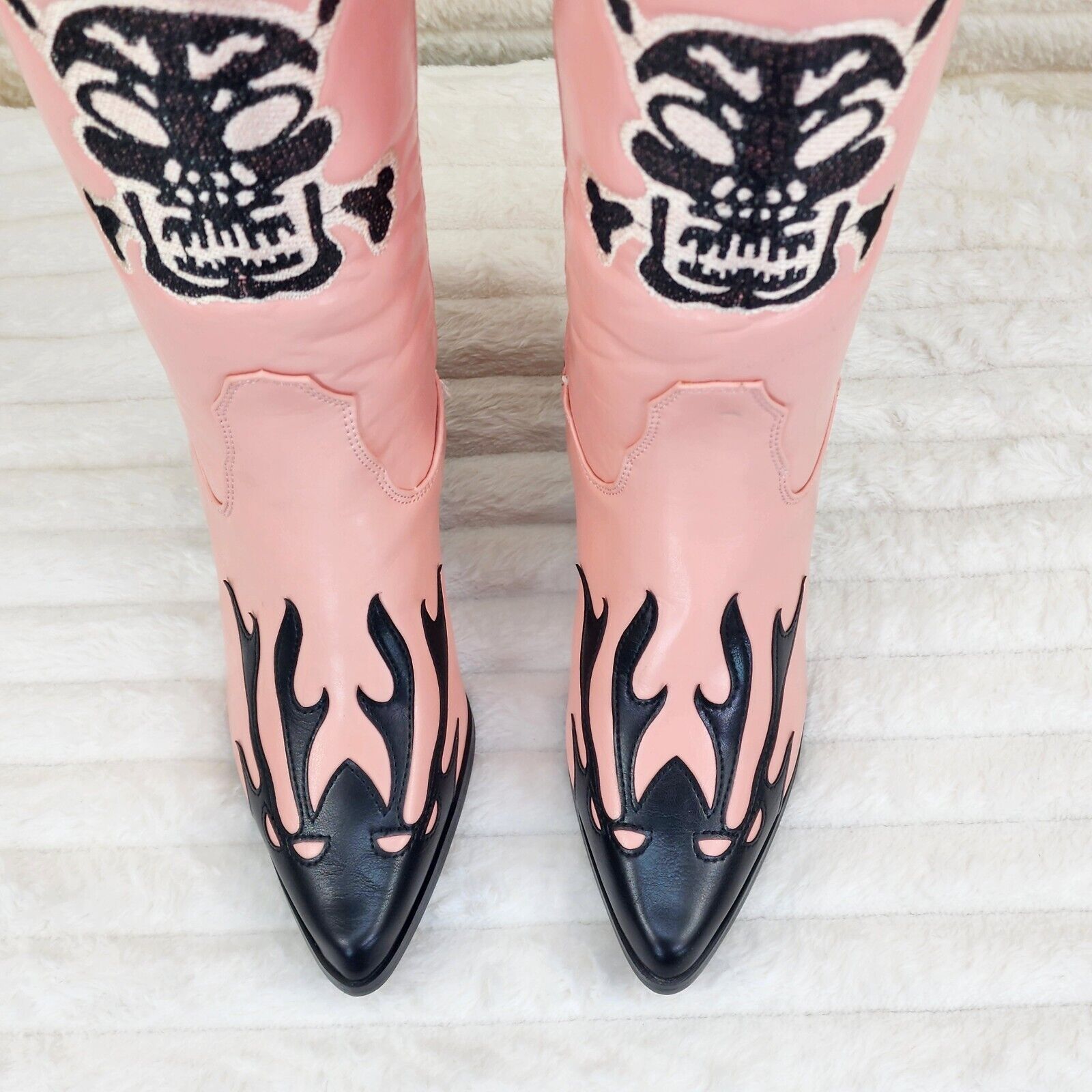 Ghost Rider Embroidered Skull & Bones Cowboy Western Cowgirl Boots New - Totally Wicked Footwear