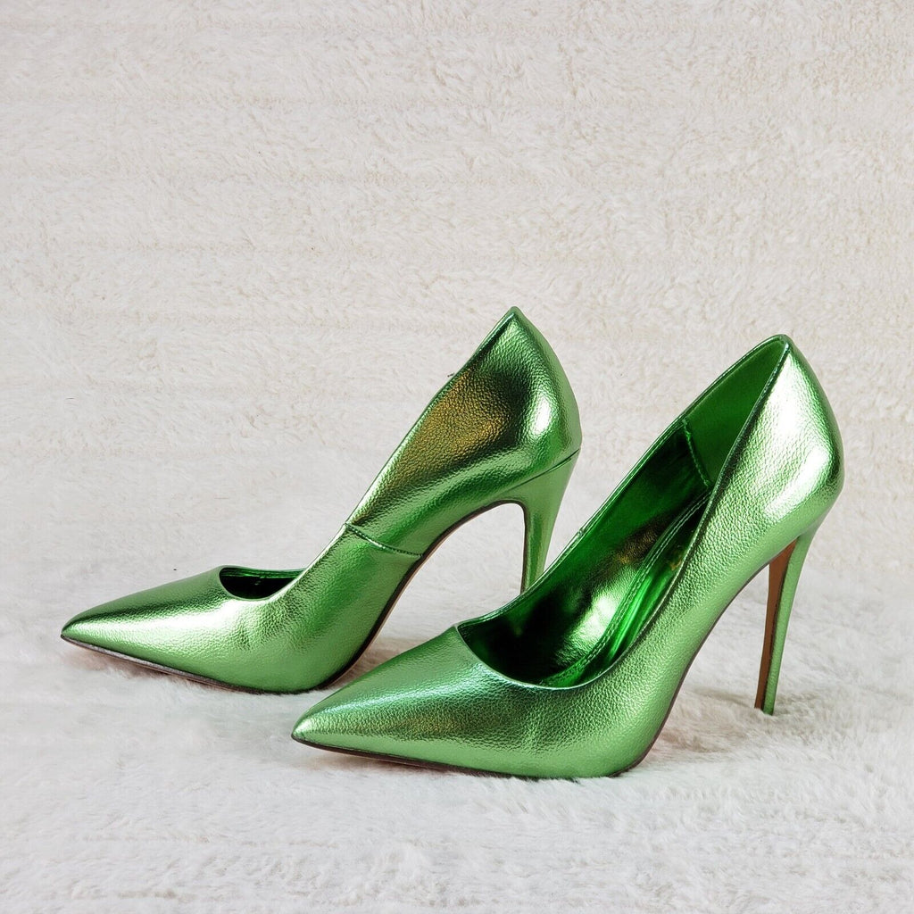 Fabulous Green Metallic Pointy Toe High Heel Pumps 7-11 - Totally Wicked Footwear