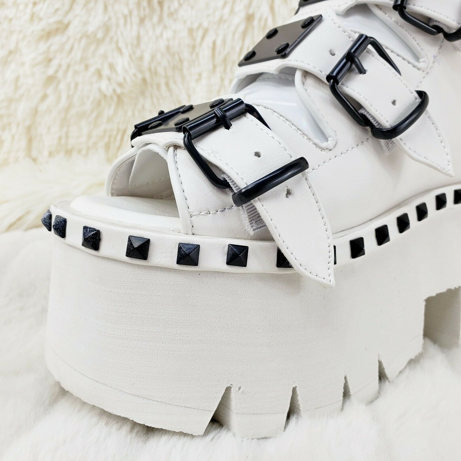 Demonia Ashes 70 White 3.5" Platform Heel Goth Punk Sandal Boots NY - Totally Wicked Footwear