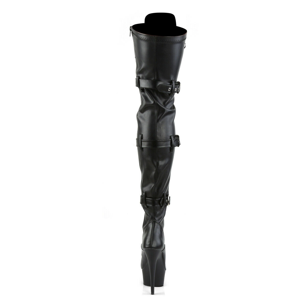 Delight 3028 Triple Buckle Thigh High Platform Torment Boot Black Sizes 7-14 NY - Totally Wicked Footwear