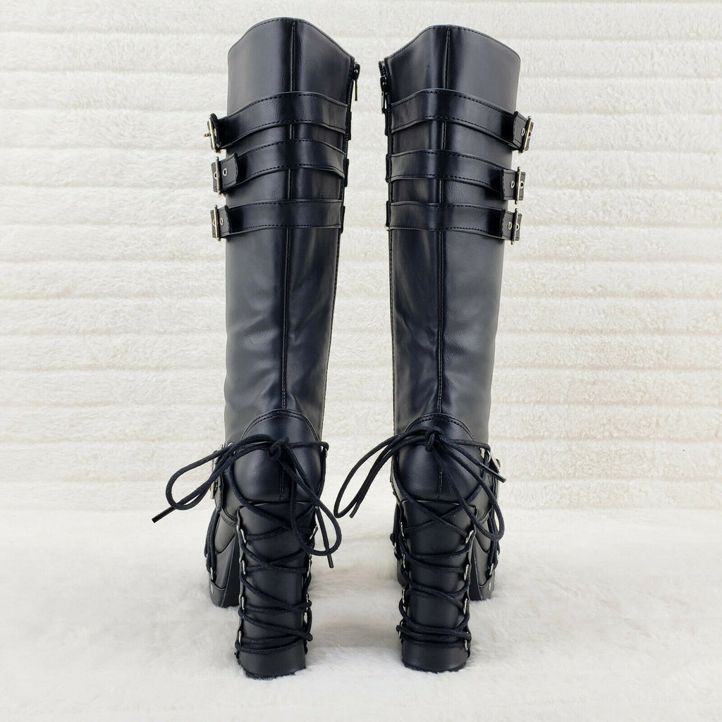 Charade 206 Goth Punk Platform Chunky block Heel Knee Boots Size 9 NY - Totally Wicked Footwear