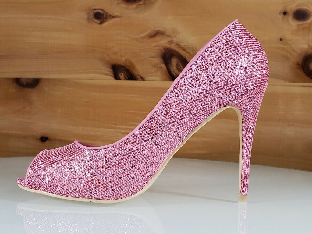 Pink Glitter Shoes With Zip Detail Heels - Etsy Singapore