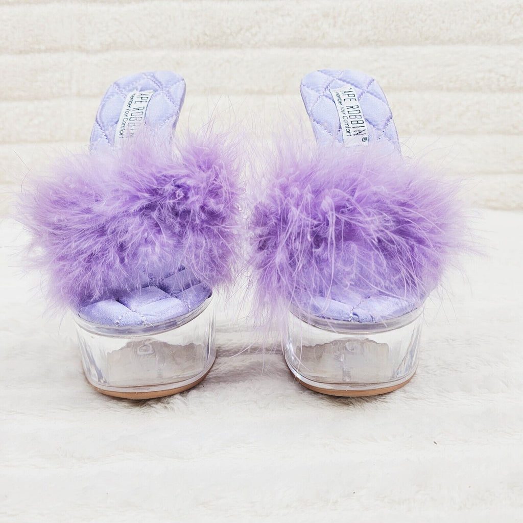 Maren Marabou Feather Slip On Platform 6" Stiletto Heel Shoes Lilac Purple - Totally Wicked Footwear