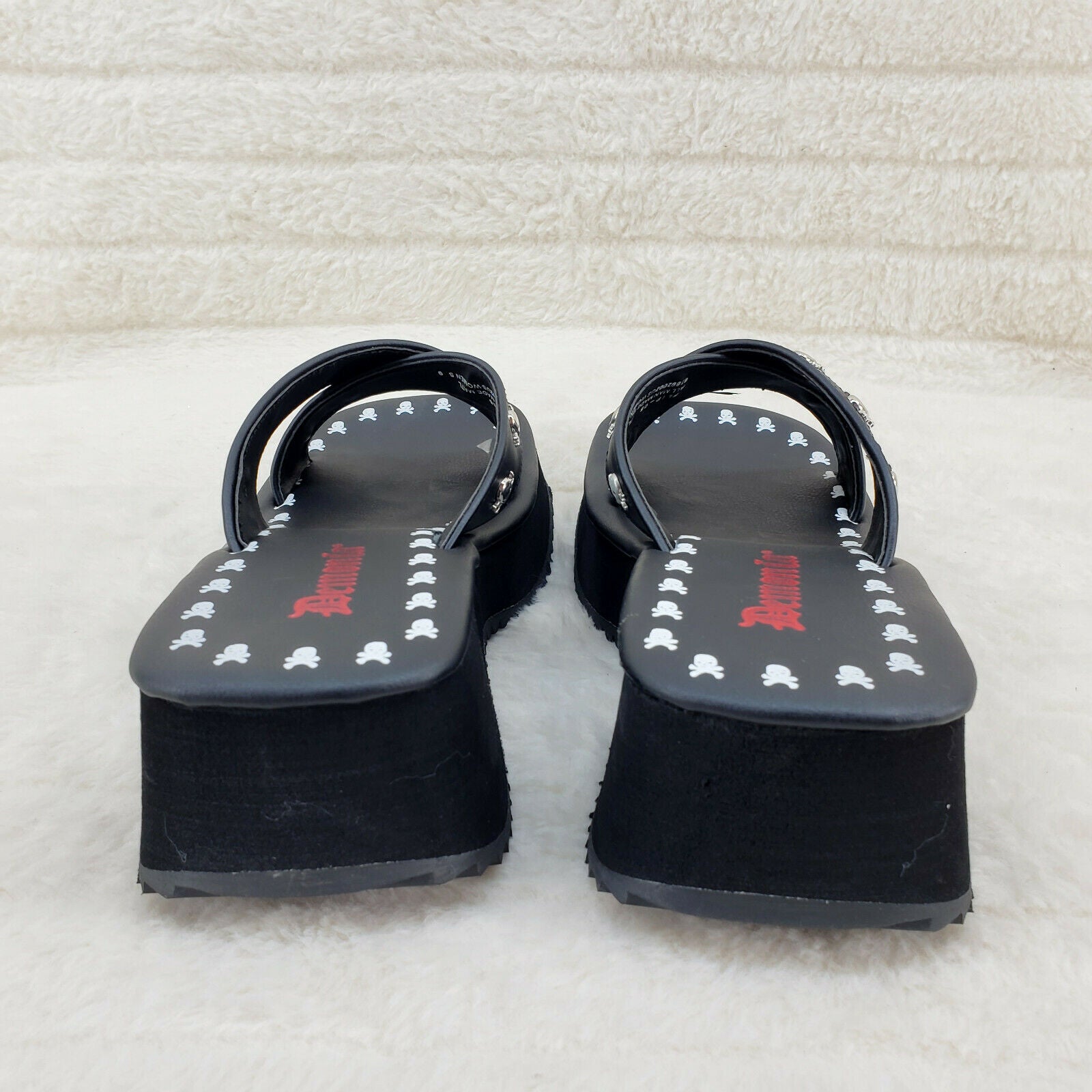 Flip Demonia Goth Slip On Sandals With Skull Studs In House Stock NY 8-12 - Totally Wicked Footwear