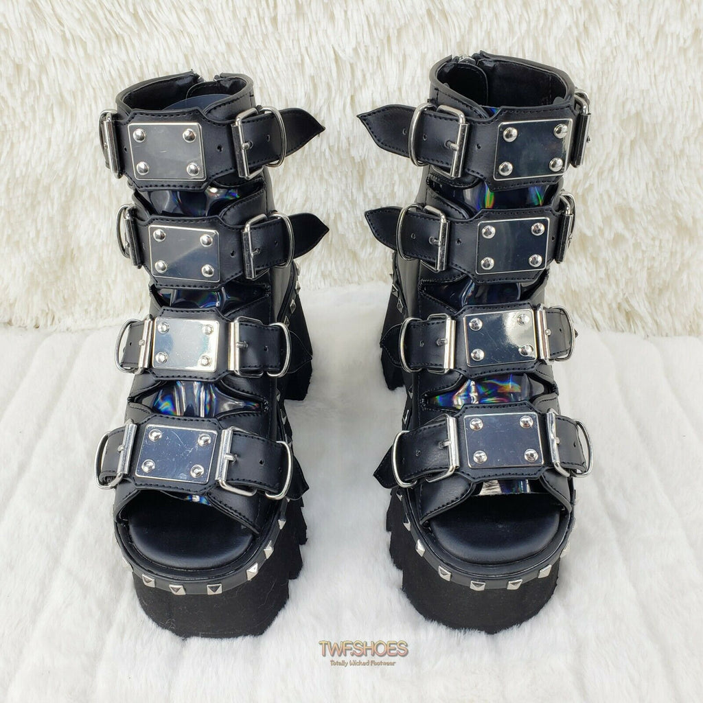 Demonia Ashes 70 Black 3.5" Platform Heel Goth Punk Sandal Boots NY - Totally Wicked Footwear