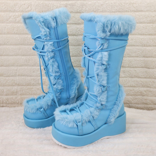 311 Cub Stomper Baby Blue Mammoth Platform Goth Punk Knee Boots NY Restock - Totally Wicked Footwear