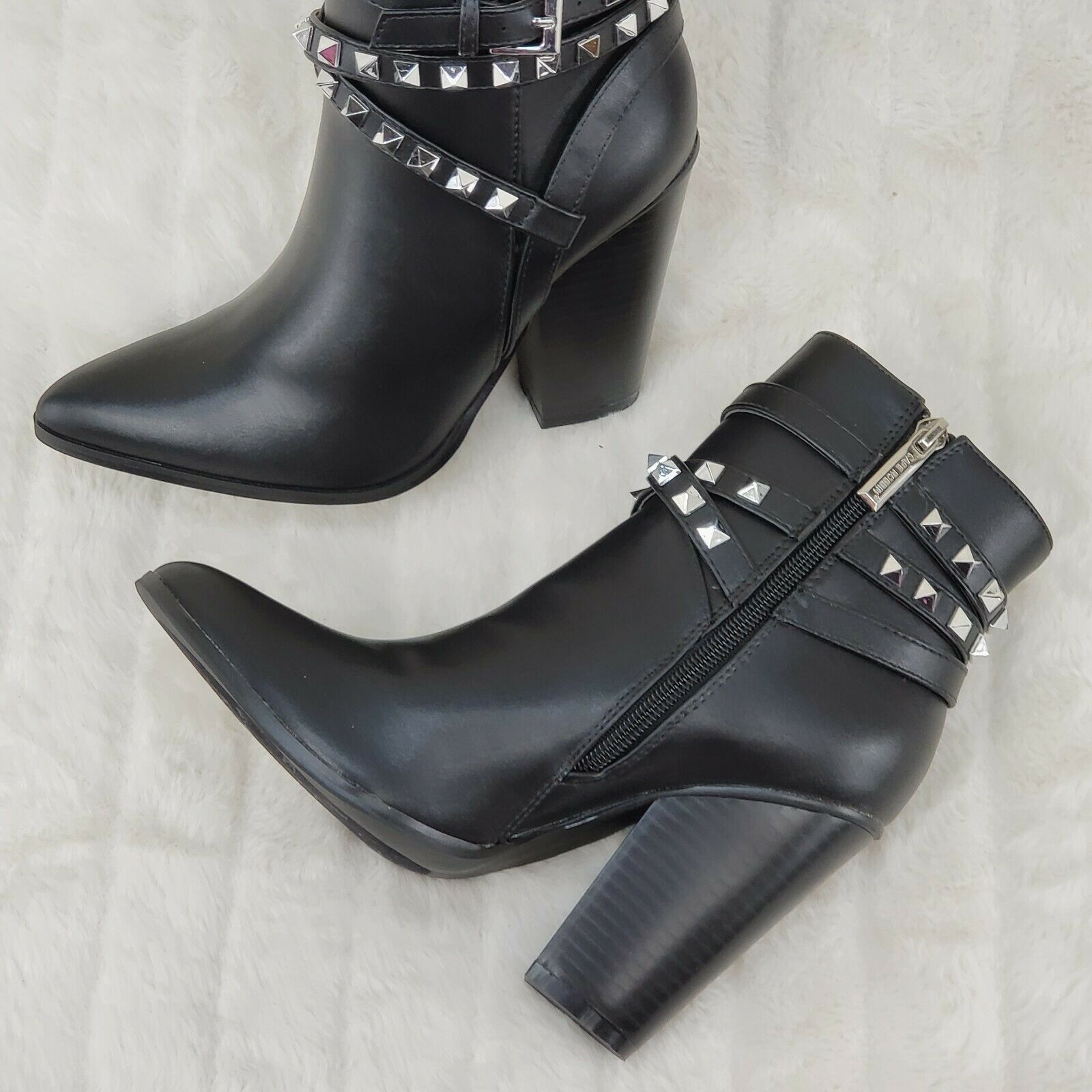 Classic Western Designer Cowboy Style Studded Strap Ankle Boots Black 6-11 - Totally Wicked Footwear