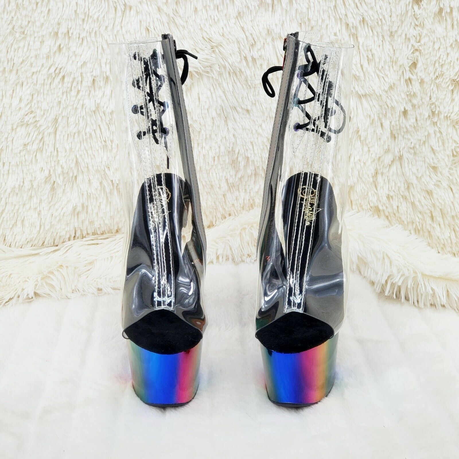 Adore 1018RC Rainbow Chromed 7" Platform Heel Ankle Boots US Size 12 NY - Totally Wicked Footwear
