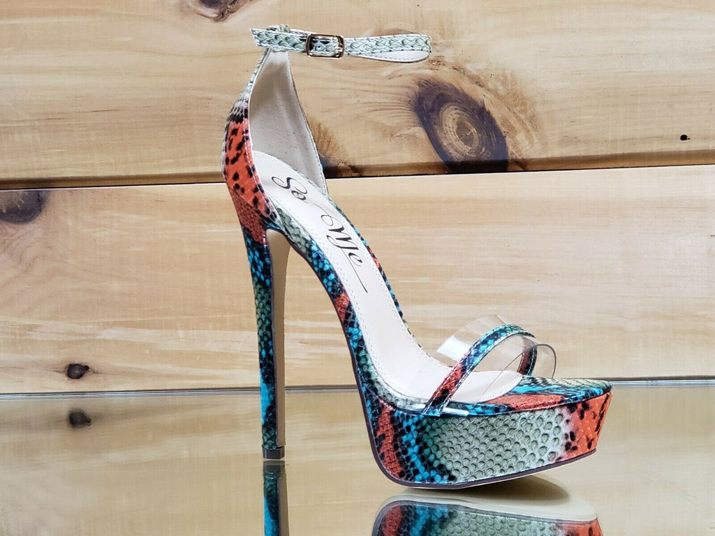 Liliana | Shoes | Elite Multicolored Snake Print Heels | Poshmark