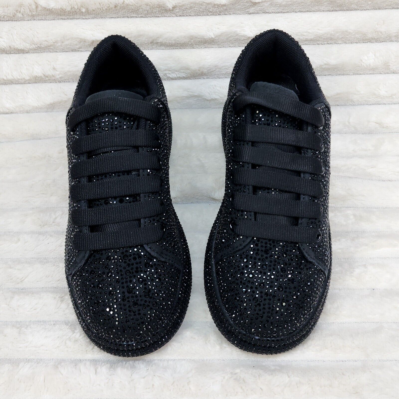 Dazzle Cush Black Rhinestone Platform Sneakers Tennis Shoes - Totally Wicked Footwear
