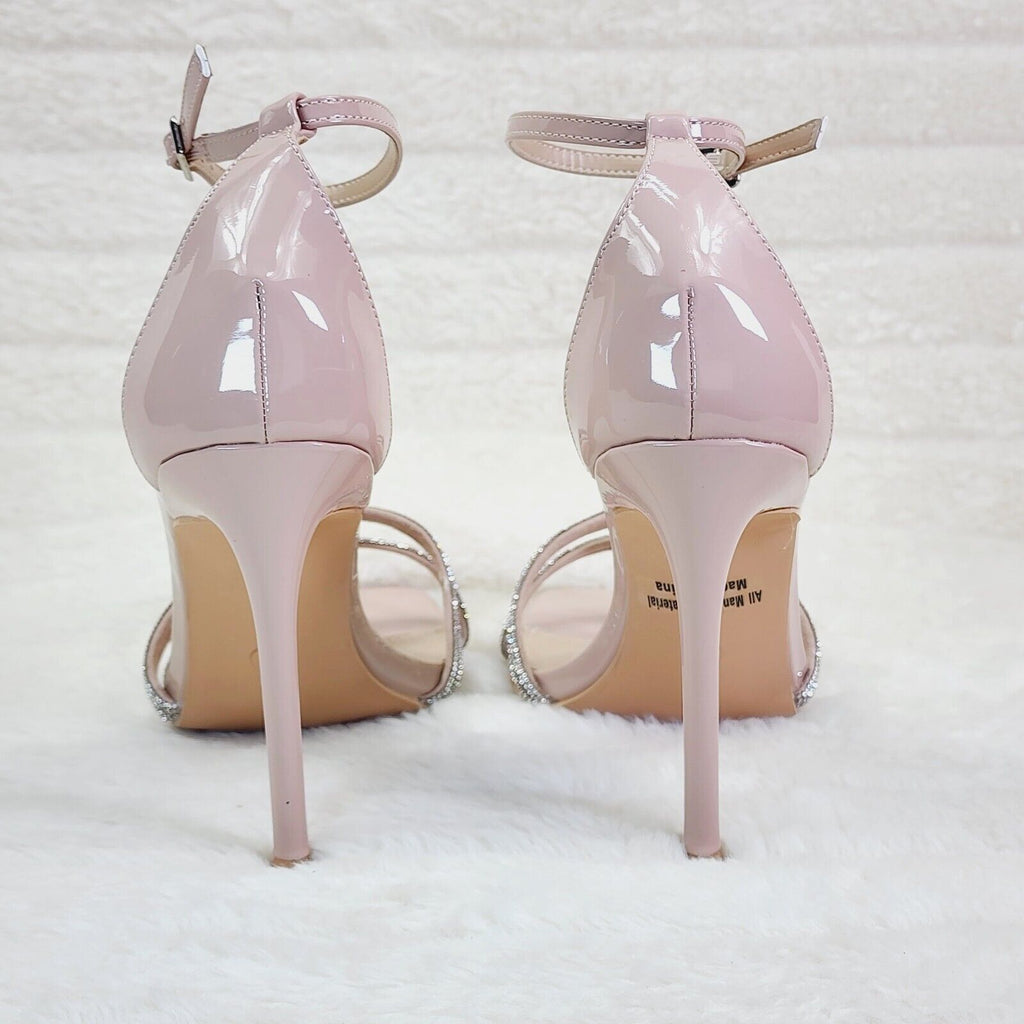 Symm Nude Patent Rhinestone Strap High Heel Stiletto Shoes - Totally Wicked Footwear