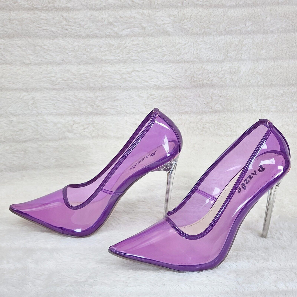 PVC Jelly Translucent High Heel Pointy Toe Stiletto Pumps Shoes Purple Baker - Totally Wicked Footwear