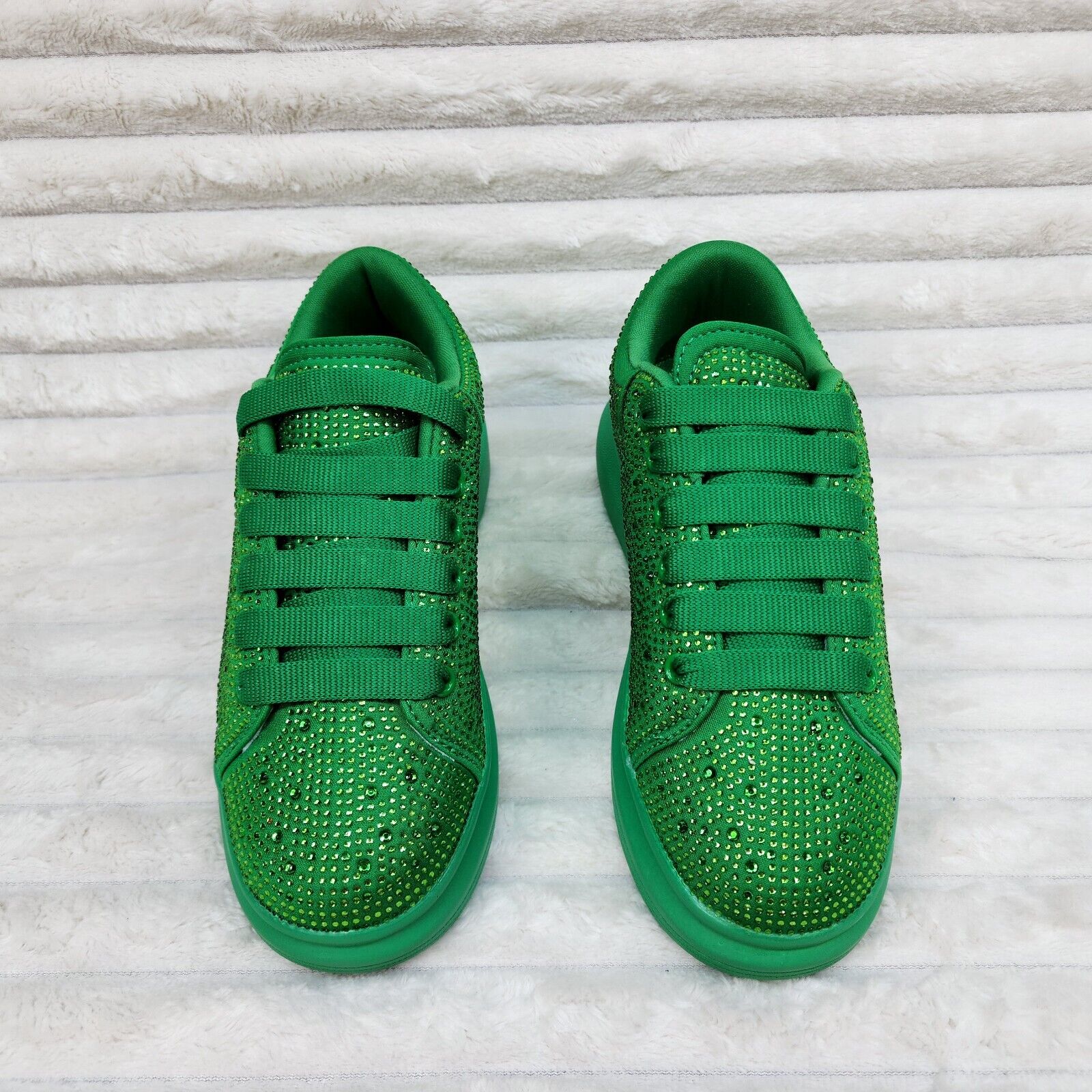 Cush Baby Green Rhinestone Sneakers Tennis Shoes - Totally Wicked Footwear
