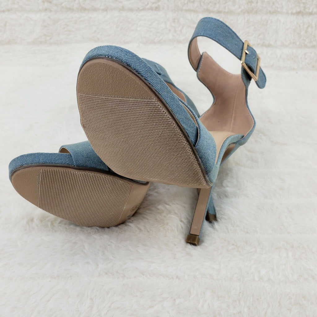 DIESEL Womens High Heels Denim Blue Slip On Open Toe Casual Pump Shoes RRP-  £180 | Diesel Outlet UK
