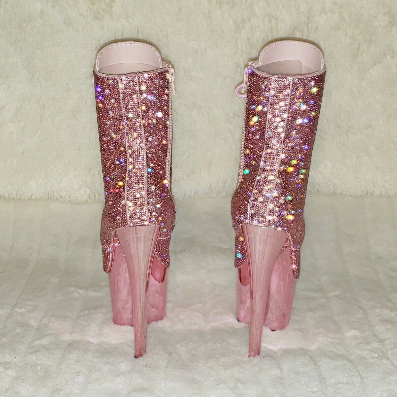 Adore 1020CHRS Bejeweled Lace Up 7" High Heel Chrome Platform Ankle Boots NY - Totally Wicked Footwear