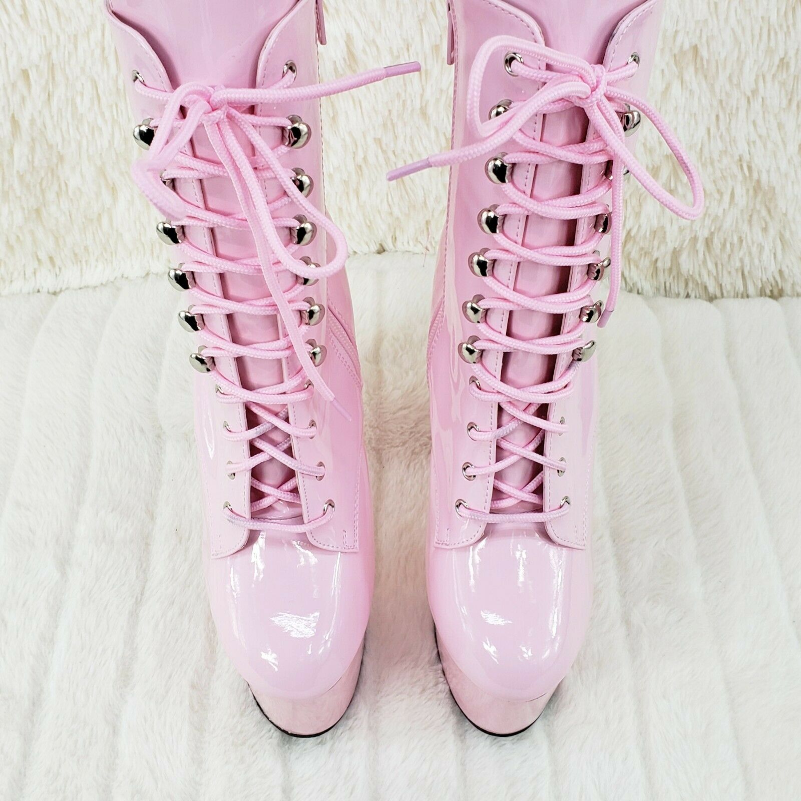 Baby Pink 1020 Adore 7" Heel Platform Ankle Boots NY - Totally Wicked Footwear