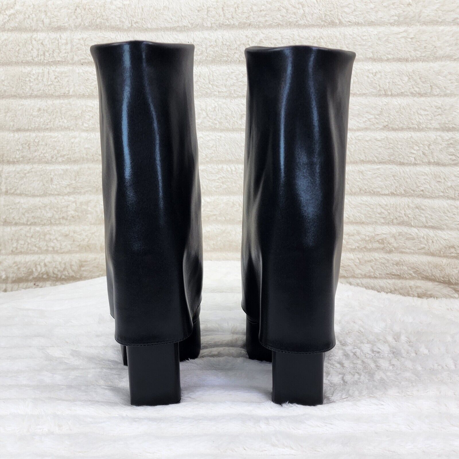 Riches Black Skirted Chunky Heel Pull On Platform Boots - Totally Wicked Footwear