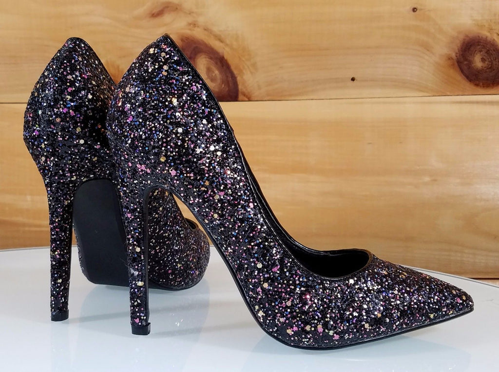 Debenhams - Faith Women Black Glitter High Heels Shoes UK Size 7 | eBay