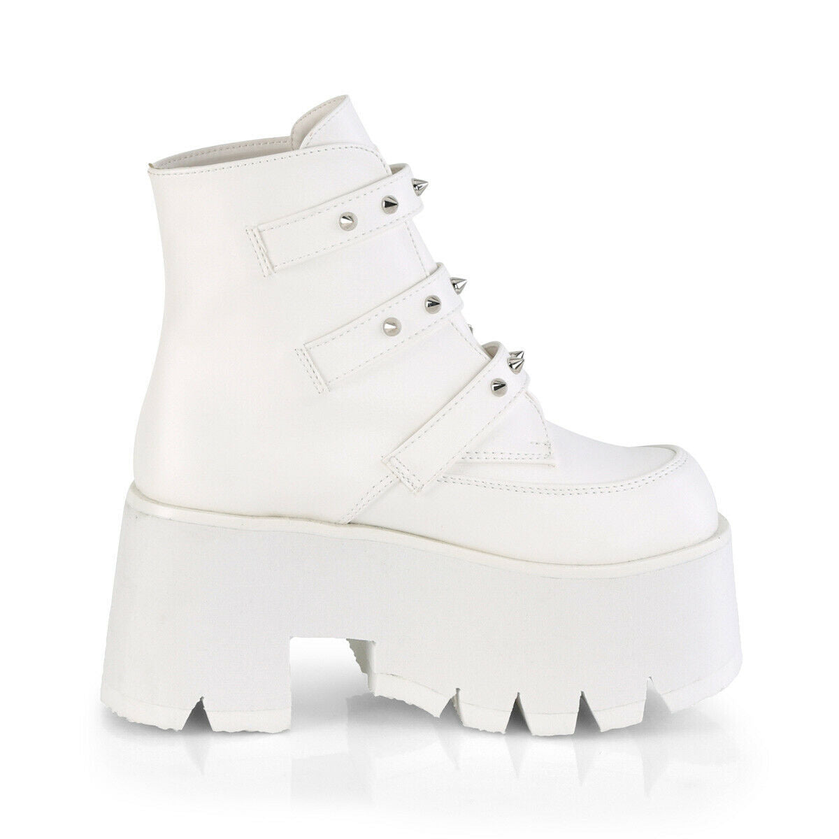 Ashes 55 White Matte Bat 3.5" Platform Heel Combat Goth Punk Boots NY Restocked - Totally Wicked Footwear