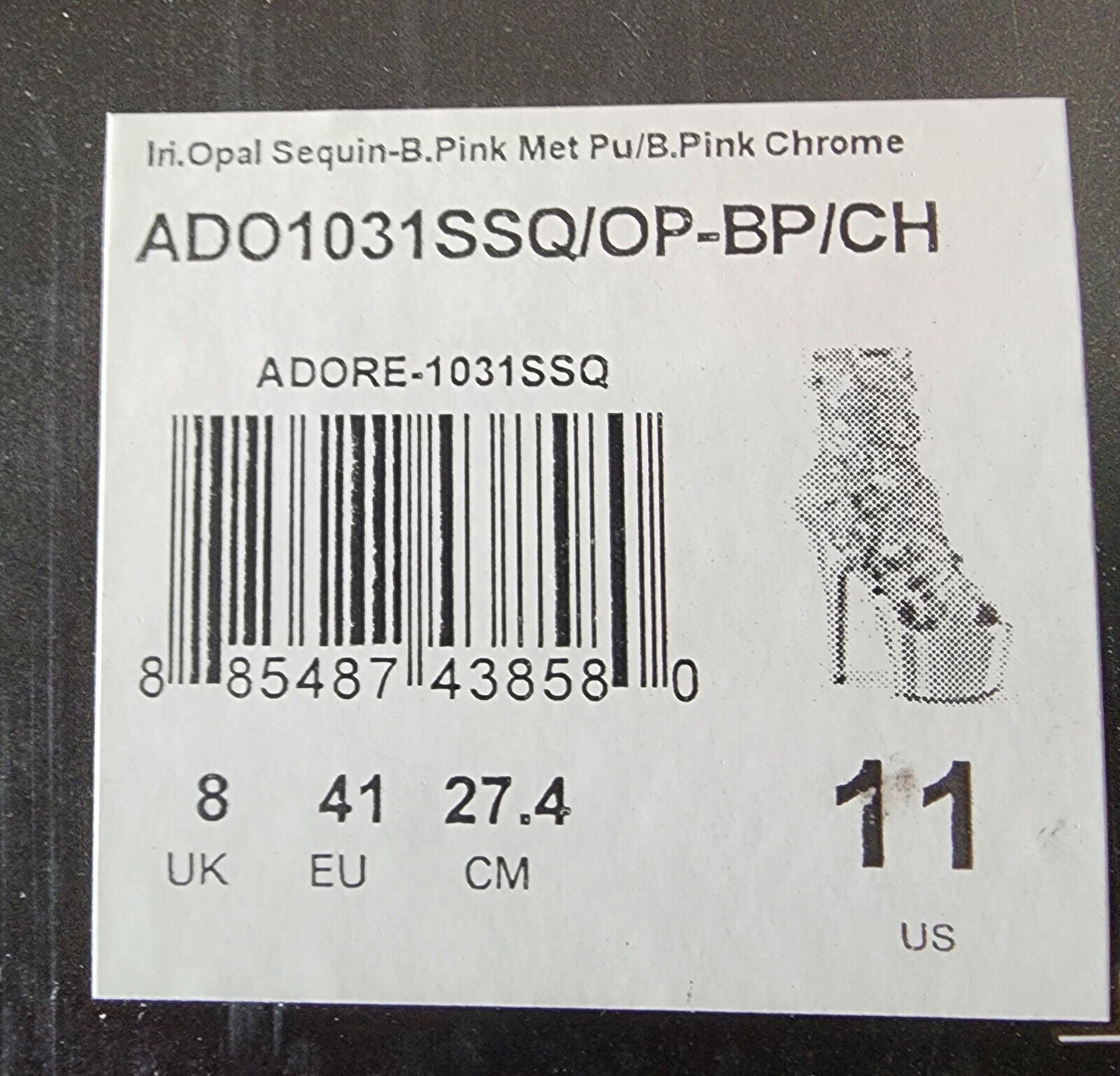Delight 1031SQ Pink Opal Sequin Ankle Boot 7" High Heel Shoe Sizes 11 & 12 NY - Totally Wicked Footwear