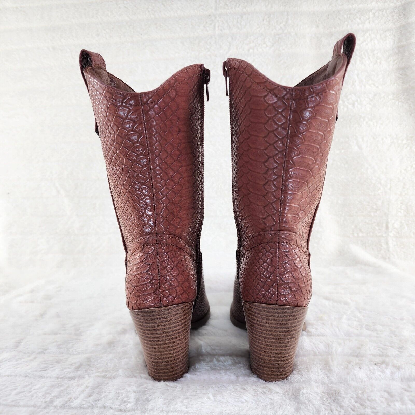 Slayer Tan Snake Cowgirl Cowboy Ankle Boots Western Block Heels US Sizes 7-11 - Totally Wicked Footwear