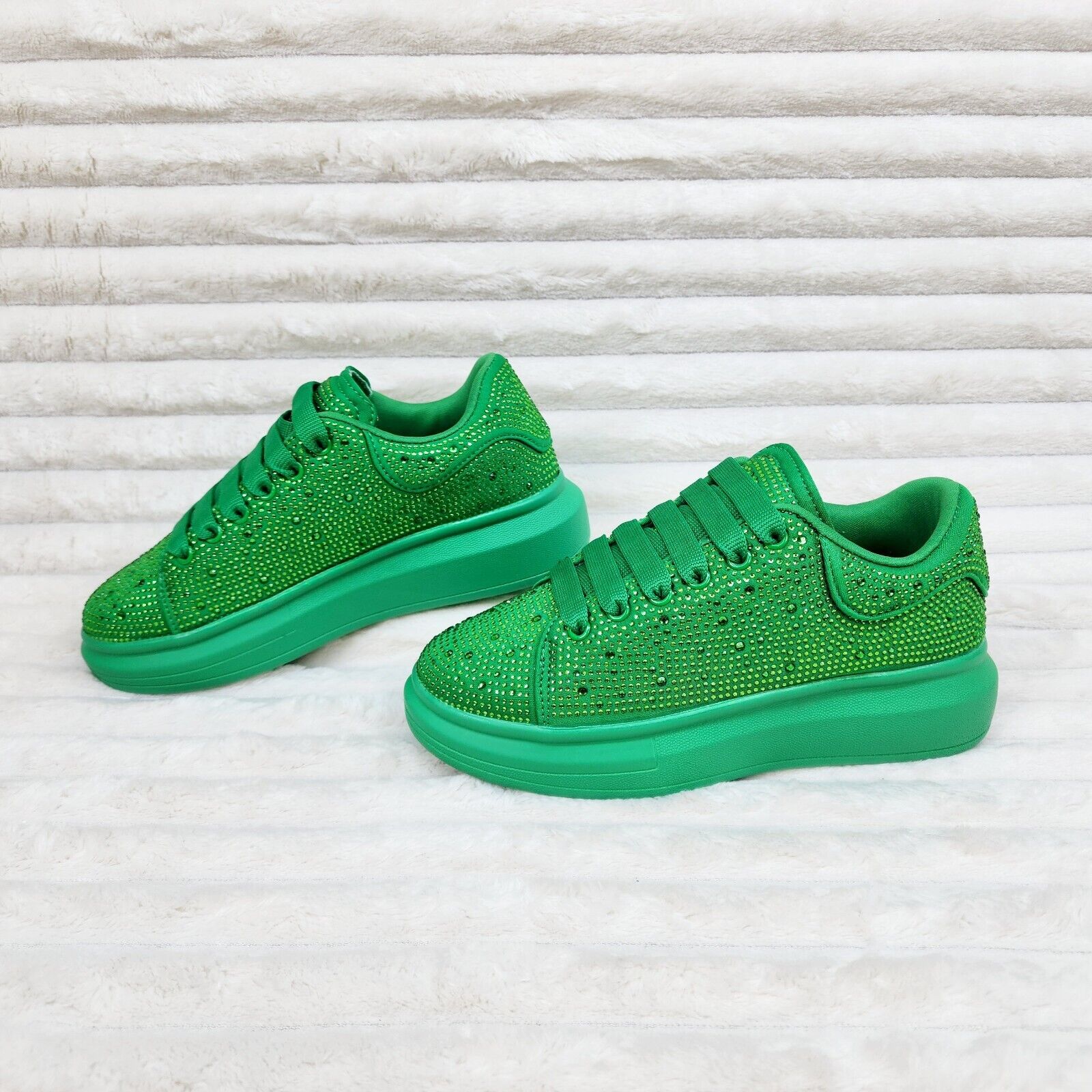 Cush Baby Green Rhinestone Sneakers Tennis Shoes - Totally Wicked Footwear