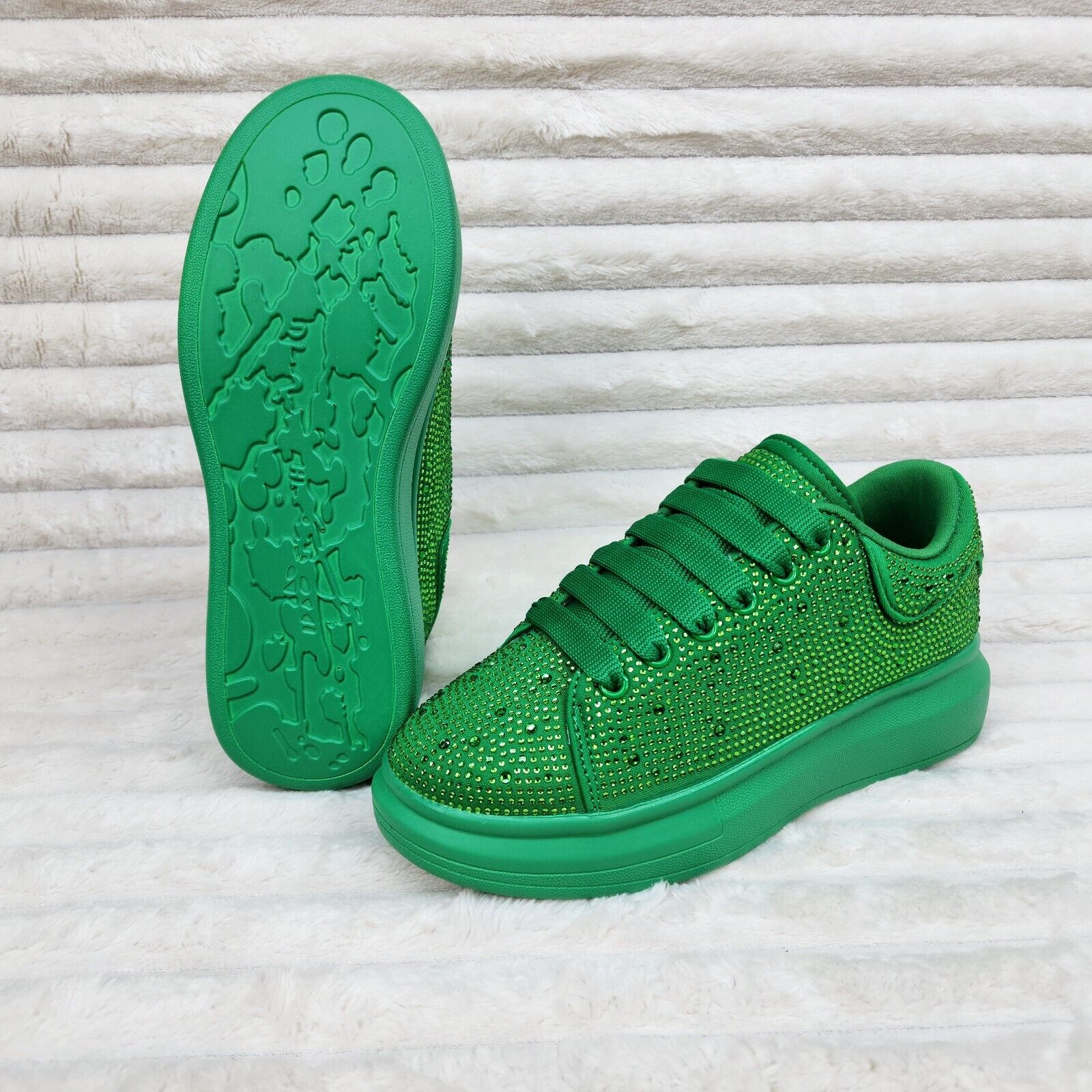 Cush Baby Green Rhinestone Sneakers Tennis Shoes - Totally Wicked Footwear