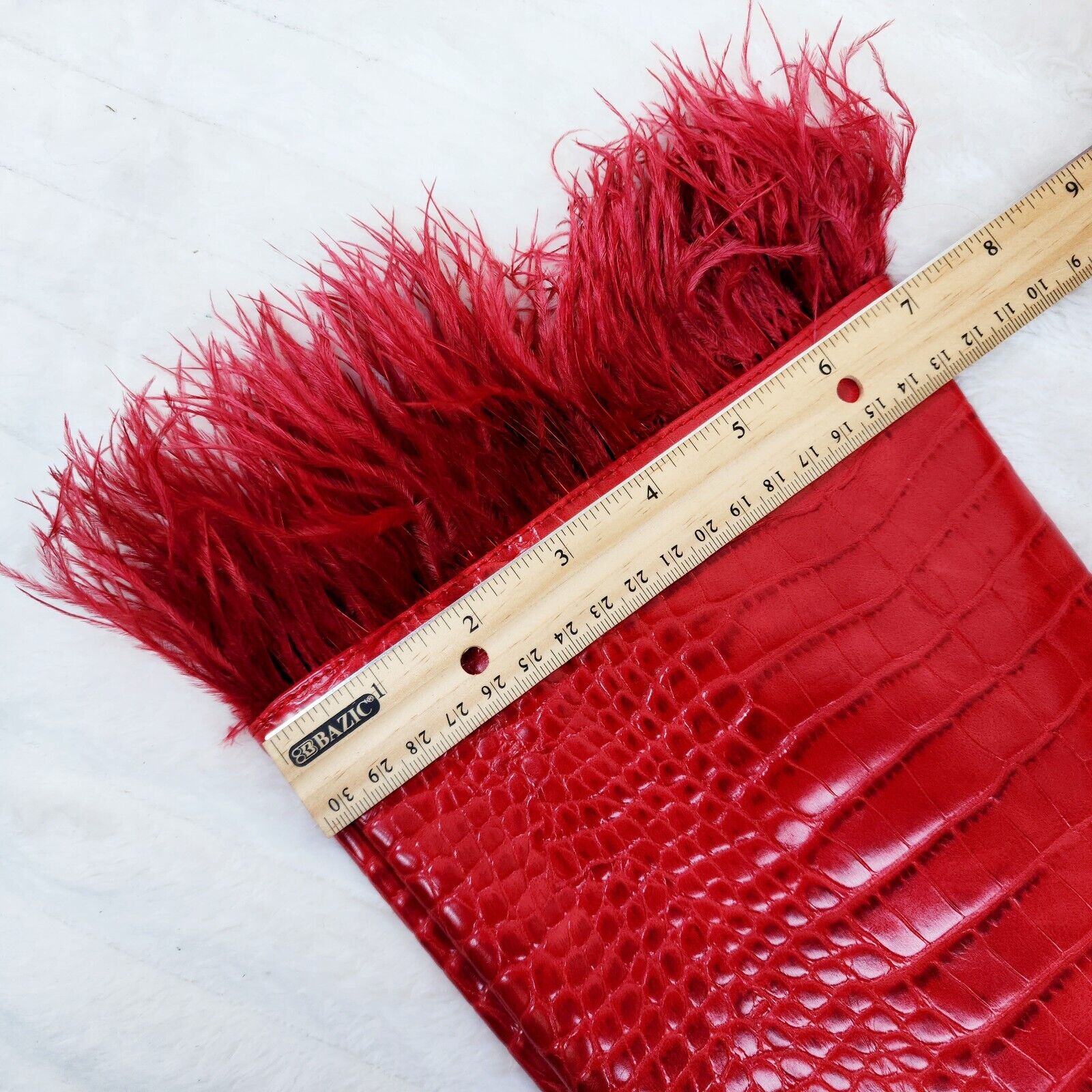 Flirty Red Snake Texture Knee High Heel Stiletto Boots Sexy Feather Top - Totally Wicked Footwear
