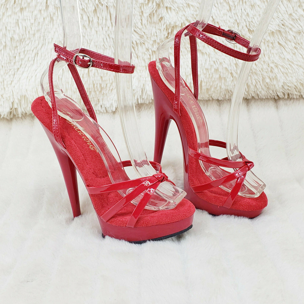 Sultry 638 Red Patent 6" High Heels Strappy Platform Sandal Shoes In House - Totally Wicked Footwear