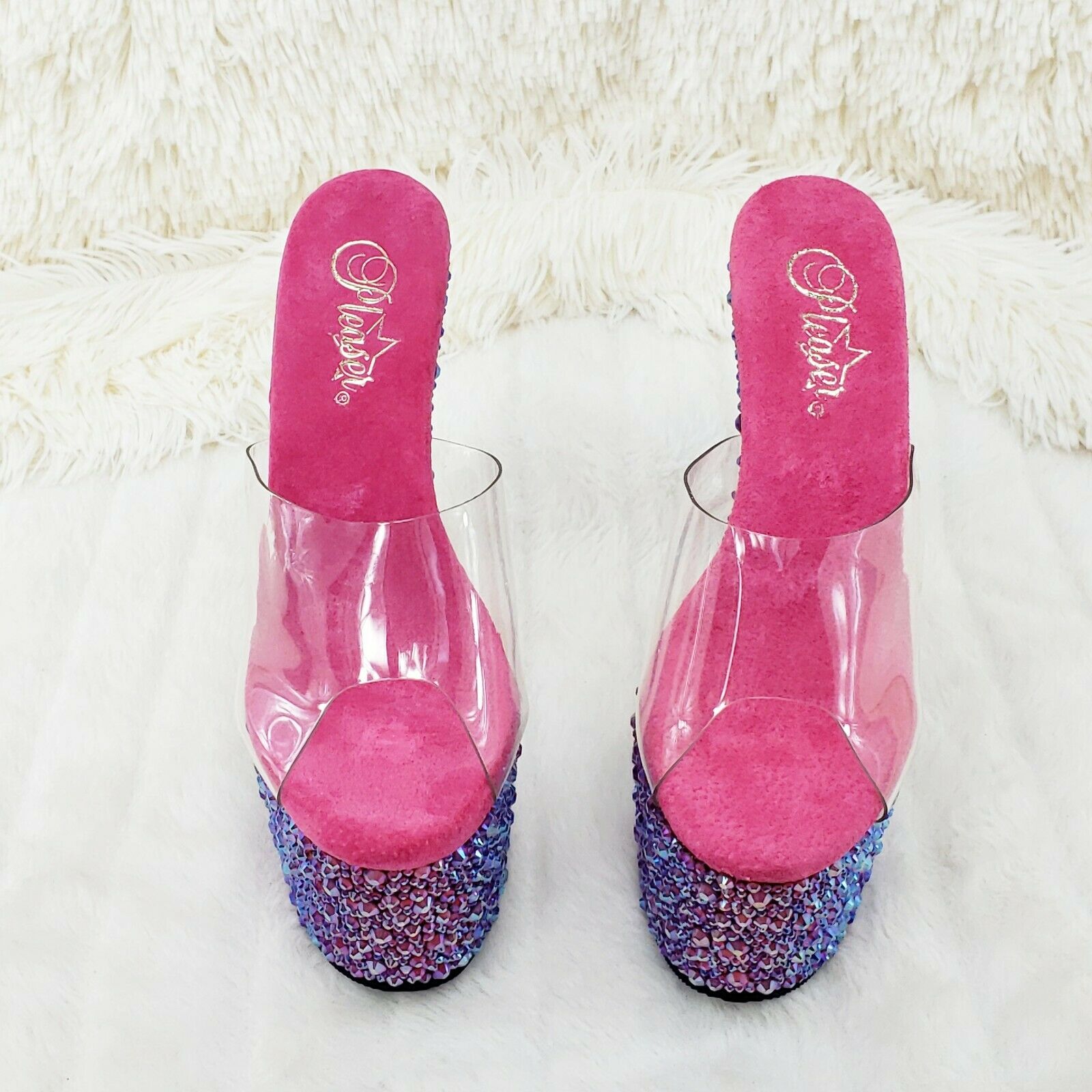 Bejeweled 701MS Iridescent Rhinestone Platform  7" High Heel Slip On Shoe Size 7 - Totally Wicked Footwear