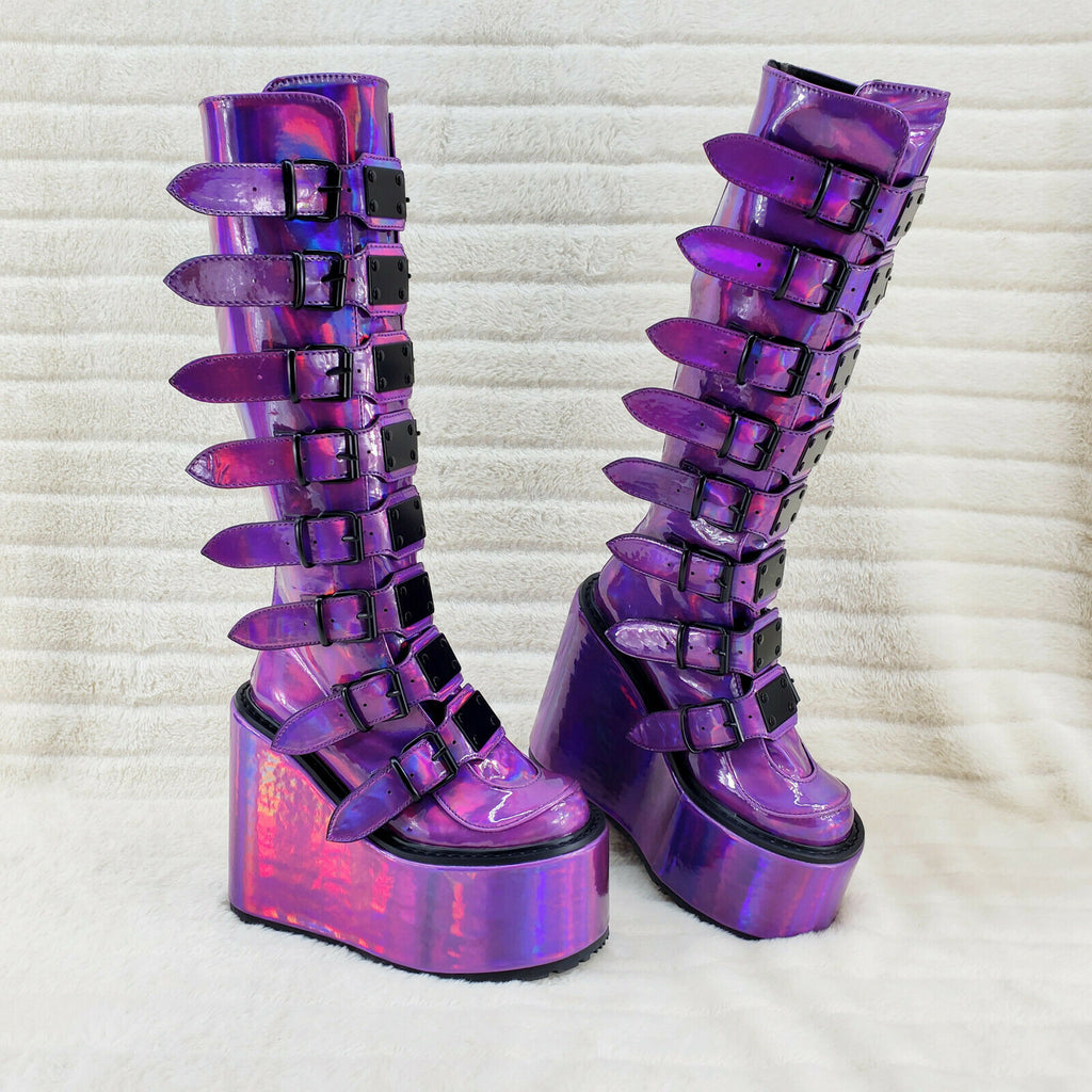 Swing 815 Purple hologram Goth Punk Knee Boot 5.5