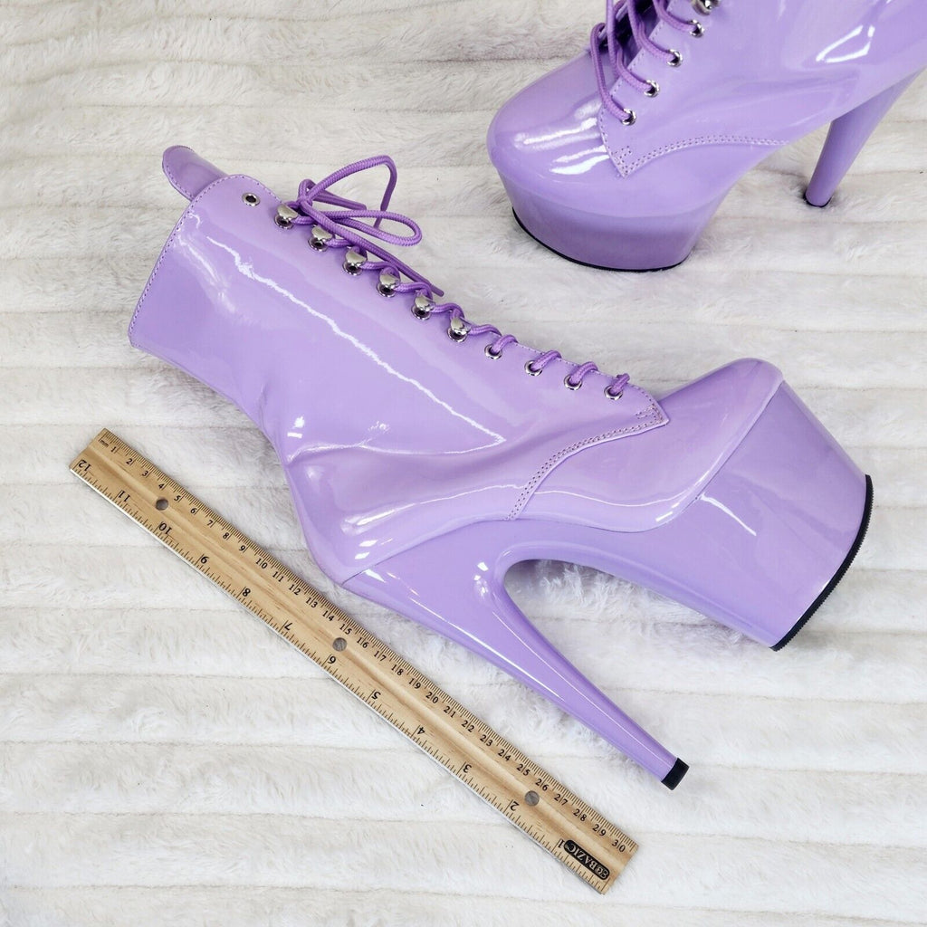 Adore 1020 Lavender Lilac Purple Patent  7" High Heel Platform Ankle Boots NY - Totally Wicked Footwear