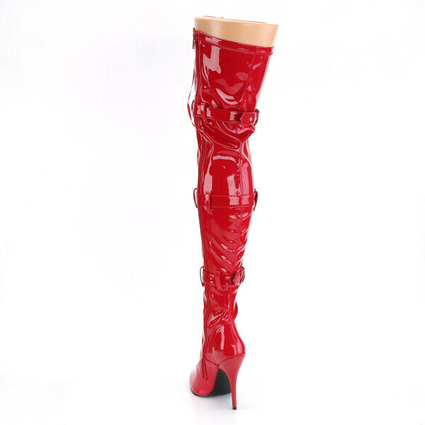 Seduce 3028 Buckle Lace Up Thigh High Boots 5" Stiletto Heels NY - Totally Wicked Footwear