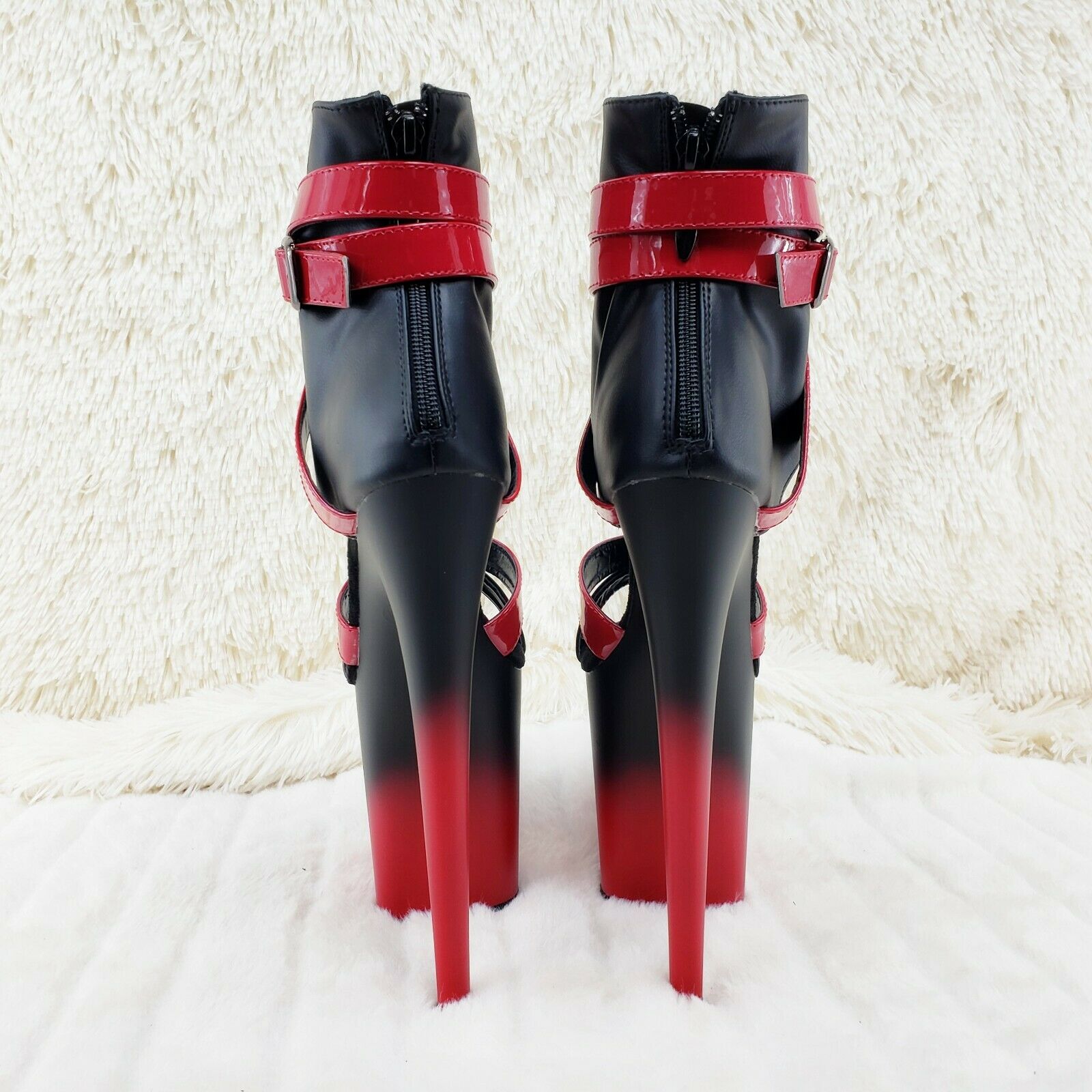 Flamingo 80015 Two Tone Red Black 8" High Heel Shoe Size 7-12 NY - Totally Wicked Footwear