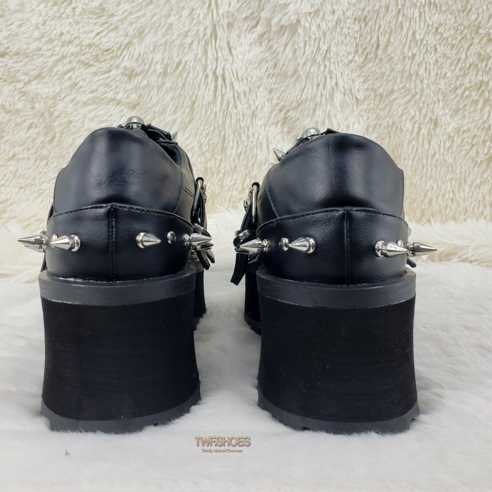 Grave Digger 03 Black Chrome Toe Plate Spiked Shoe Men 4-13 Goth Punk NY - Totally Wicked Footwear