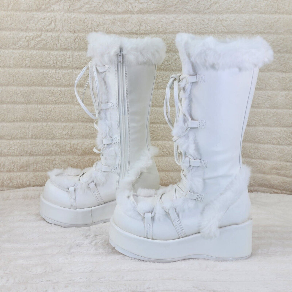 311 Cub Stomper White Mammoth Platform Goth Punk Knee Boots NY Restock - Totally Wicked Footwear