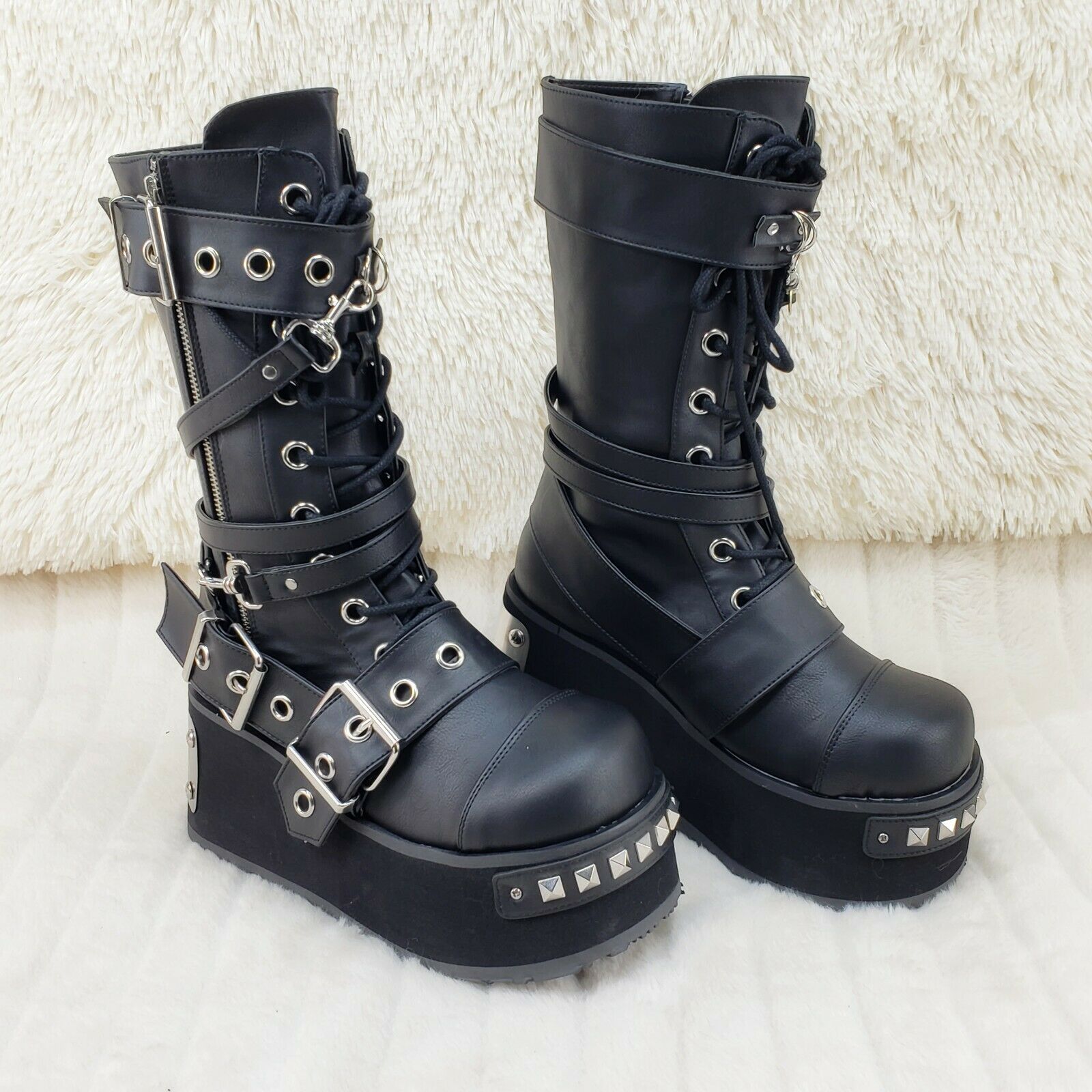 Trashville 250 Multi Strap Goth Punk Rock 3.25" Platform Boot Black Restocked NY - Totally Wicked Footwear