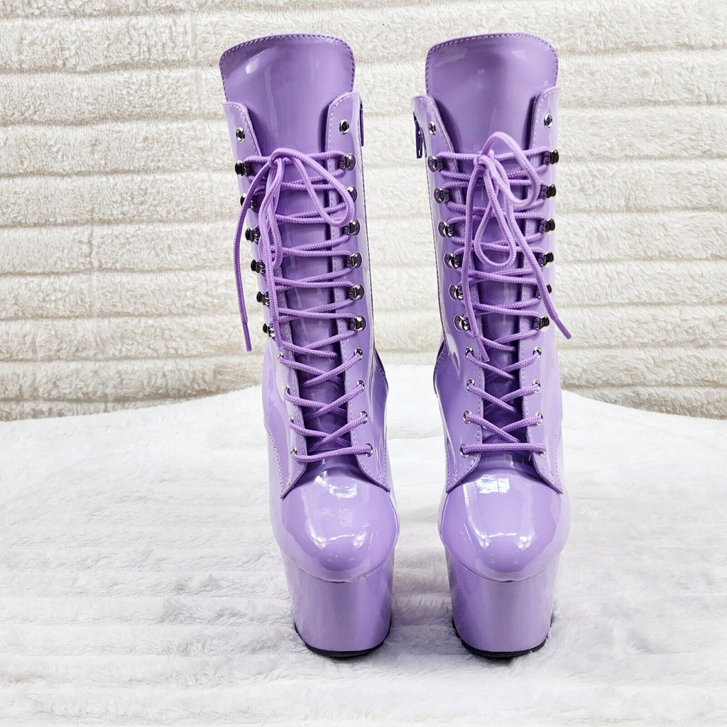 Adore 1020 Lavender Lilac Purple Patent  7" High Heel Platform Ankle Boots NY - Totally Wicked Footwear
