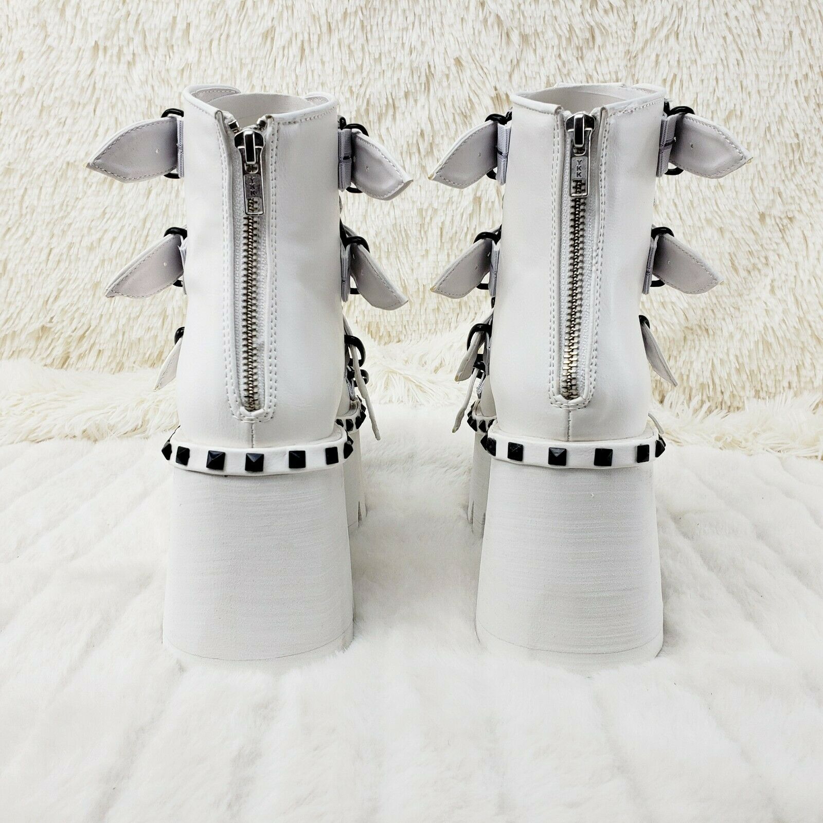 Demonia Ashes 70 White 3.5" Platform Heel Goth Punk Sandal Boots NY - Totally Wicked Footwear