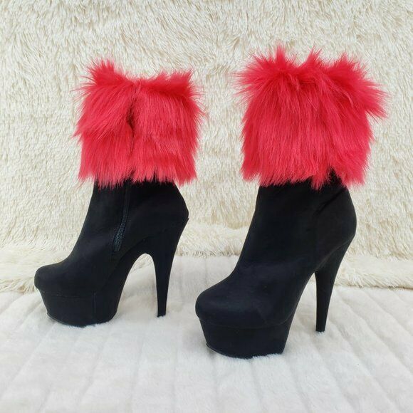 Delight 1000 Interchangeable Fur Collar Ankle Boots 6" High Heels In Stock NY - Totally Wicked Footwear