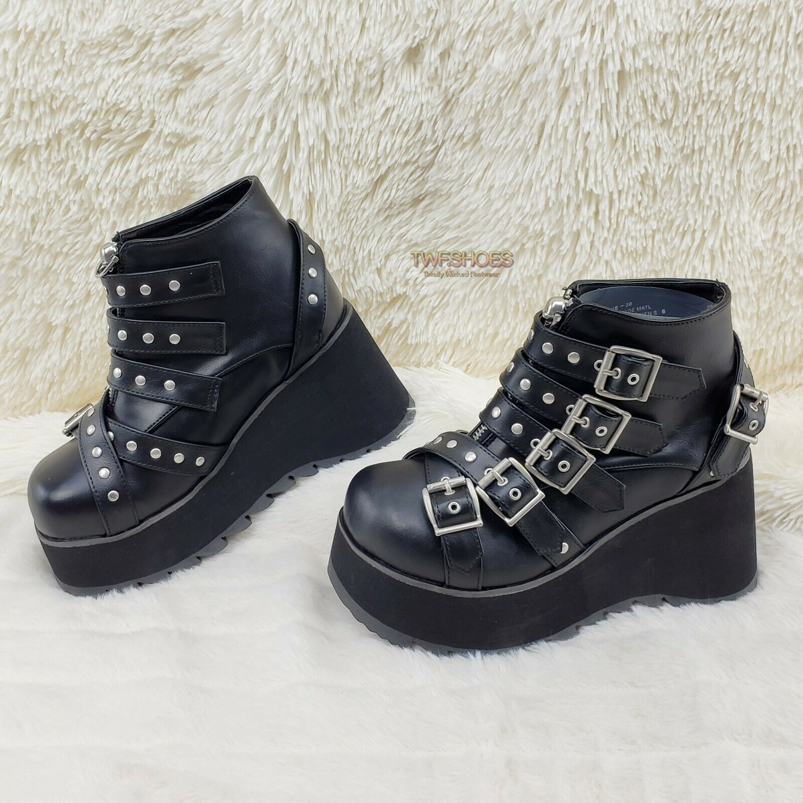 Demonia Scene 30 Black Platform Goth Punk Ankle Boots NY IN STOCK - Totally Wicked Footwear