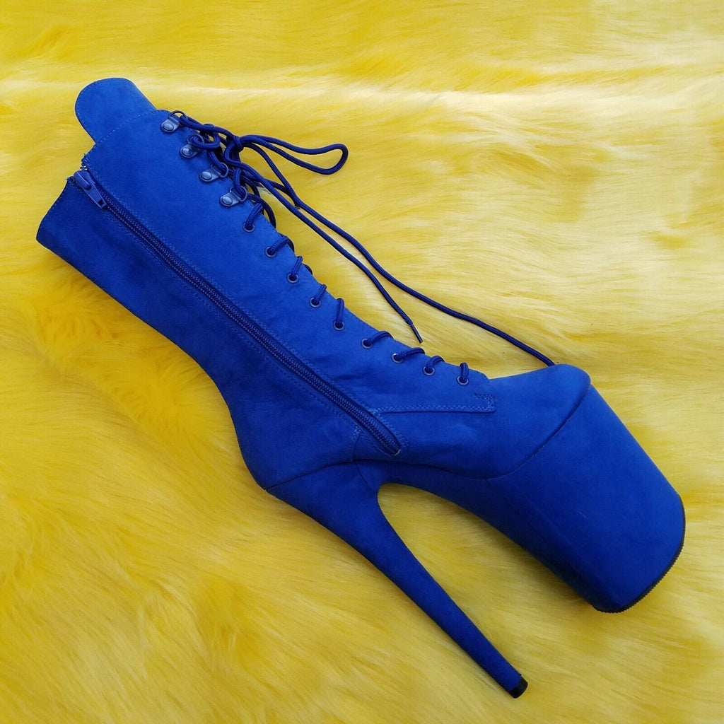 Flamingo 1050FS Blue Vegan Suede 8" High Heel Platform Mid Calf Boots 6 11 12 NY - Totally Wicked Footwear