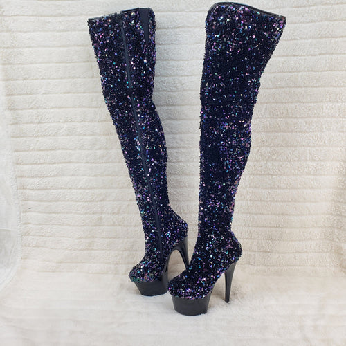 Adore 3020 Black Multi Sequin High Heel Platform Thigh High Boots US Sizes NY - Totally Wicked Footwear