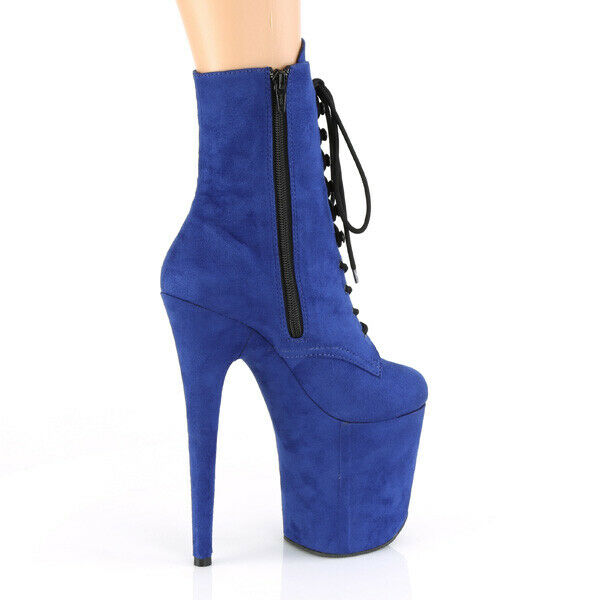 NY Flamingo 1020FS Blue Vegan Suede 7" High Heel Platform Ankle Boot US Sizes 8 - Totally Wicked Footwear