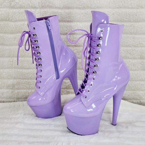 Adore 1020 Lavender Lilac Purple Patent  7" High Heel Platform Ankle Boots NY - Totally Wicked Footwear