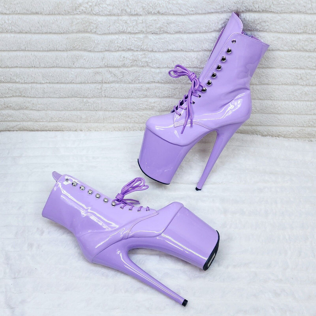 Flamingo 1020 Lilac Purple Patent 8" Heel Platform Ankle Boots US 6-12 NY - Totally Wicked Footwear