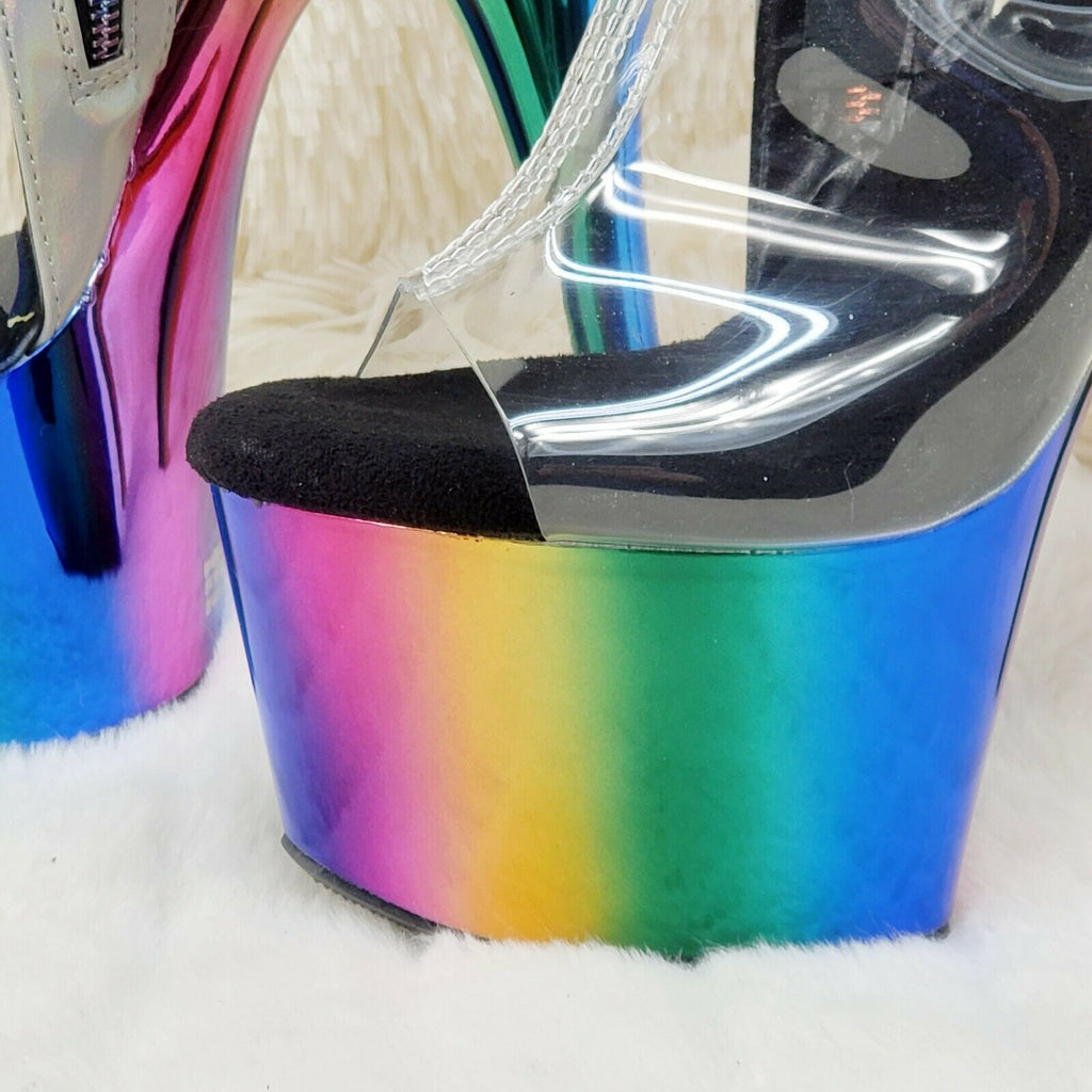 Adore 1018RC Rainbow Chromed 7" Platform Heel Ankle Boots US Size 8 NY - Totally Wicked Footwear