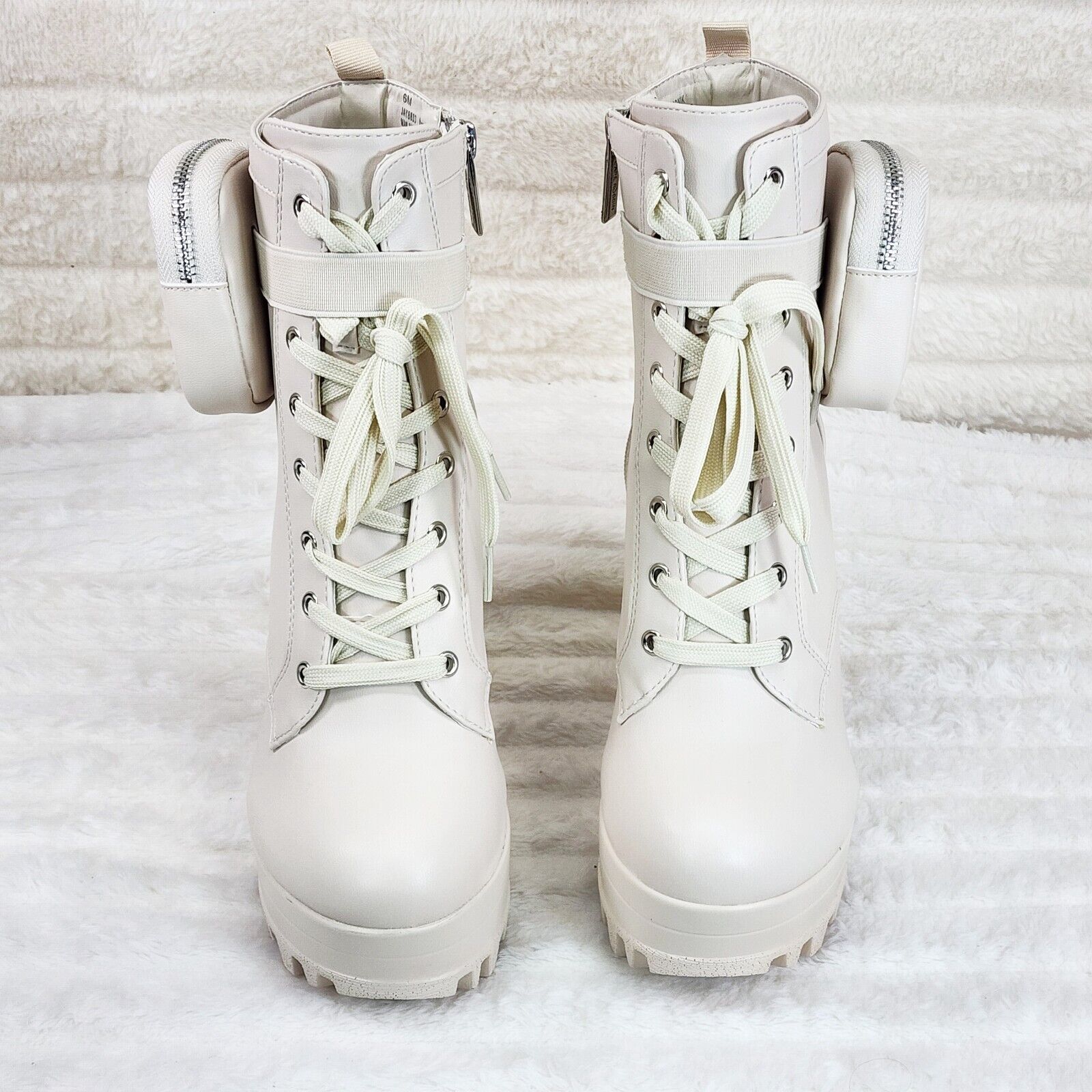 Secrets Nude Chunky Block Heel Side Purse/Pouch Ankle Boots Brand New - Totally Wicked Footwear